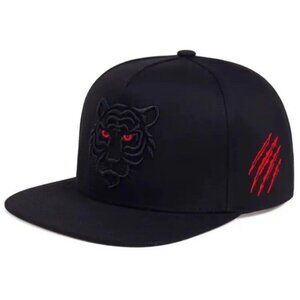 Gorra De Beisbol Plana Ajustable Con  Bordado De Tigre Negra En Caja Sellada